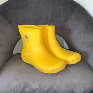 Yellow rain boots